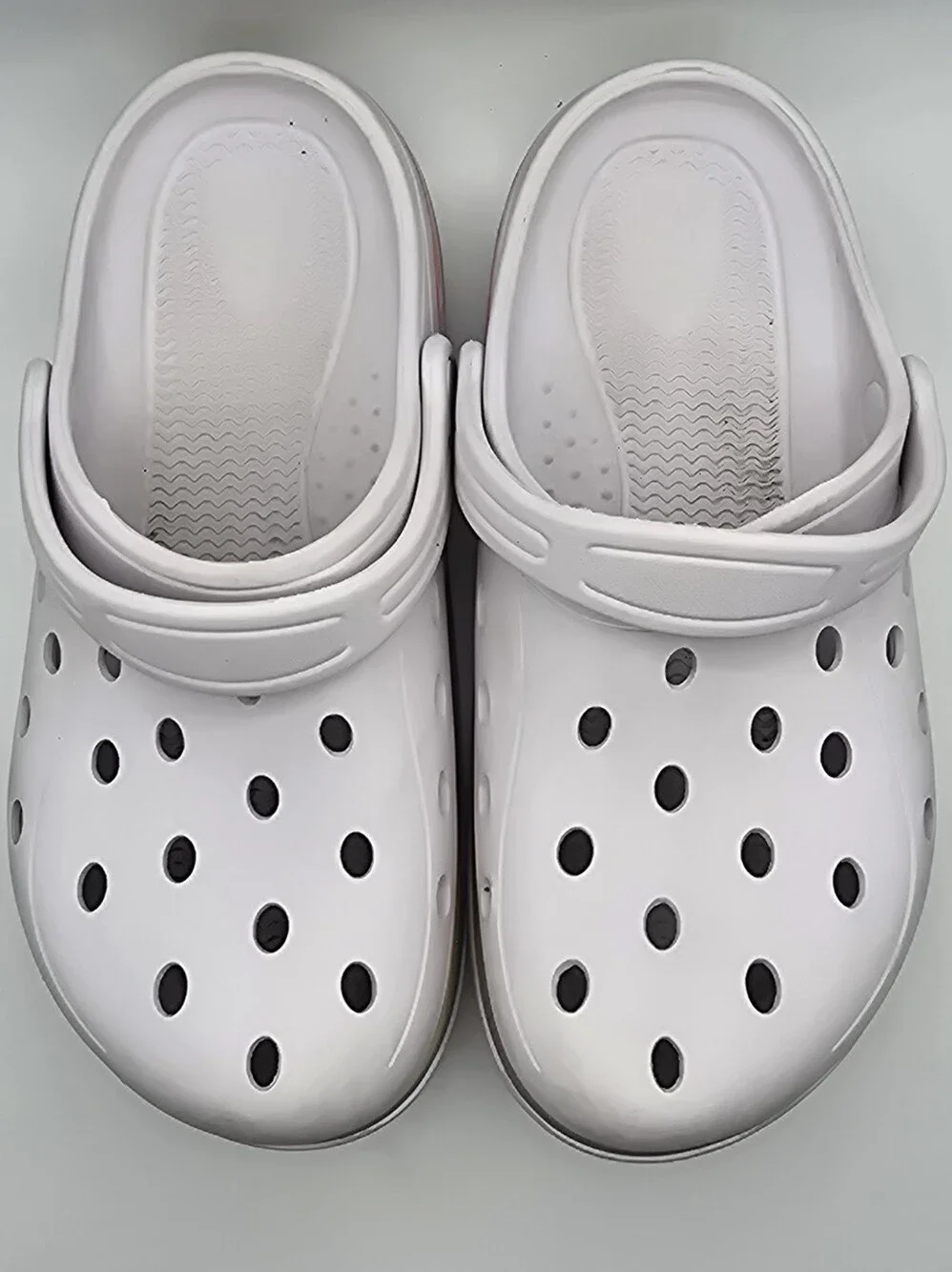CROCS Kids White Clog with Rainbow Stripe Midsole